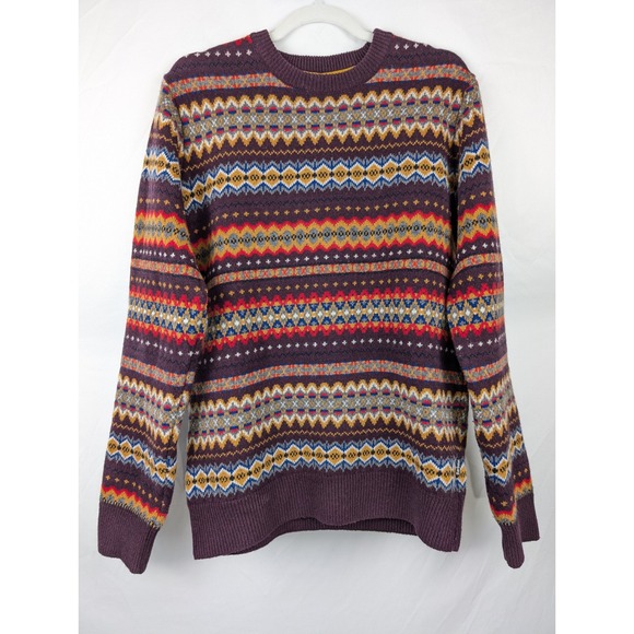 Vtg Barbour Beacon Wool Mens Fair Isle M Elbow Patches Preppy Grandpa 90s Y2K - Picture 2 of 10